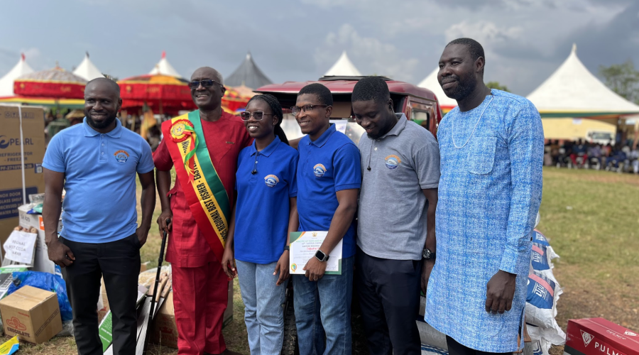 Mordecai farms award, mordecai staff, farmer day eastern region, National Farmers’ Day Ceremony 2025 Eastern Region stage event, sustainable aquaculture RAS system tanks, African catfish in controlled aquaculture environment, fish farming team at award ceremony